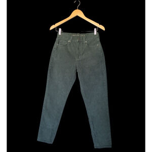American Eagle Dark Green Corduroy Mom Jean Pants Size 0 Mid Rise Super Stretch